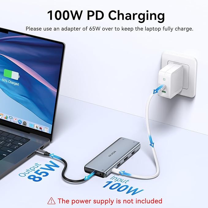 USB C Docking Station Dual Monitor, Laptop Docking Station 3 Monitors, MOKiN 12-in-1 USB C Dock Hub Multiport Adapter with 4K HDMI+DisplayPort+VGA, 100W PD, 4 USB Ports, Ethernet, SD/TF and Audio