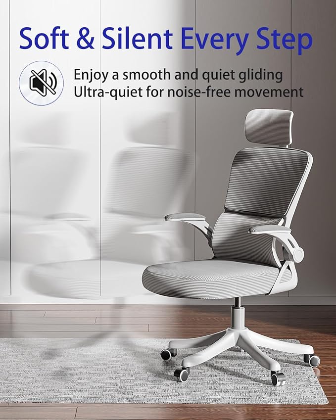 Delamu Office Chair Mat for Hardwood Floor, 30"×48" Non-Slip PVC Woven Desk Chair Mat, Heavy Duty Hard Floor Protector for Rolling Chair, Office Desk Chair Mats, Light Gray