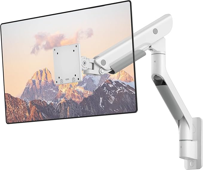 monTEK Heavy-Duty Single Monitor Wall Mount for 17-57” Ultrawide Screens up to 59.4lbs, Premium Aluminum Wall Mount Monitor Arm with Full Motion Adjustment, Pneumatic Lift, Max VESA 100x100