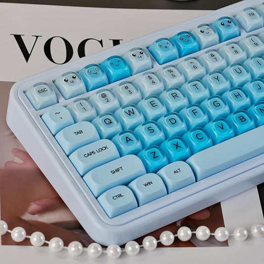 Sumgsn 132 Keys PBT Blue Jelly Keycaps Moa Profile Keycaps Set Fit for 61/64/87/104/108 Cherry Mx Switches Mechanical Keyboard