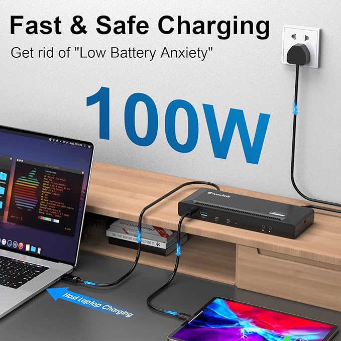 WAVLINK 4K Universal USB C Docking Station Dual Monitors, Displaylink Dock, 100W PD Charging for MacBook M1/M2, Thunderbolt 4/3, USB-C Windows Mac, 2 DisplayPort & 2 HDMI, Ethernet, Audio