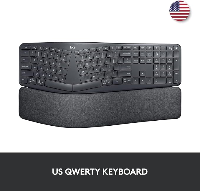Logitech Ergo K860 Wireless Ergonomic Keyboard with Wrist Rest - Split Keyboard Layout for Windows/Mac, Bluetooth or USB Connectivity (Renewed)