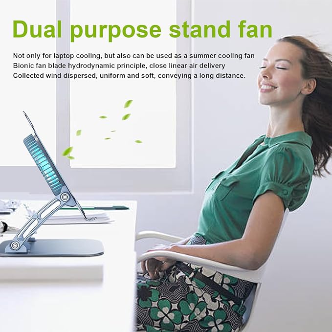 Laptop Cooler Cooling Pad Stand - Slim Ergonimic Laptop Stand for Desk, 3 Speed Cooling Fan Adjustable Height Laptop Cooling Stand for MacBook 11-15.6 Inch (Silver), YT628-2