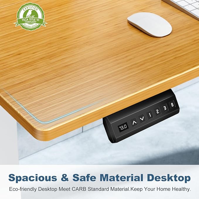DUMOS 40 Inch Electric Standing Desk Height Adjustable, Sit to Stand Up Computer Workstations Work PC Table Home Office Study Writing Gaming Desks with Memory Presets for Walking Pad, Bedroom, Oak