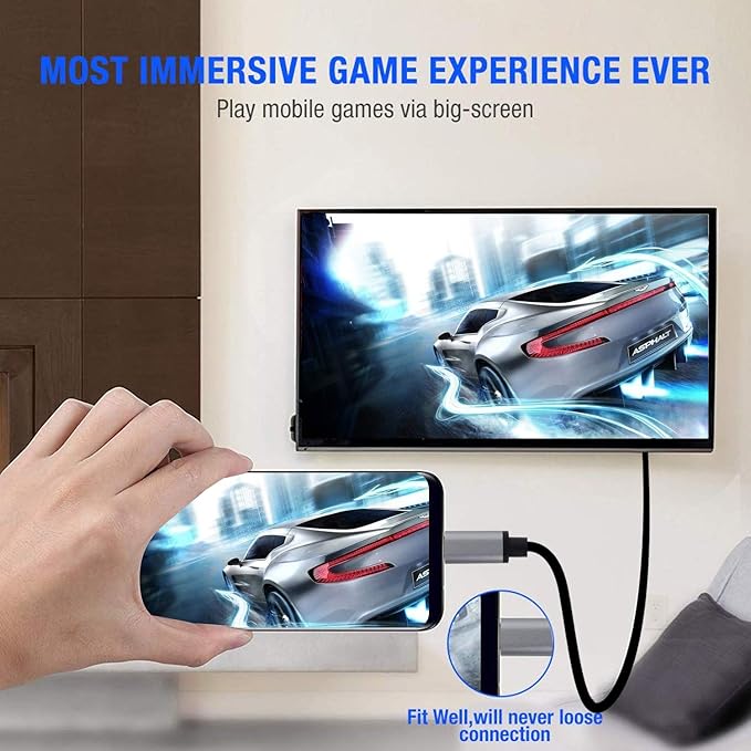 USB C to HDMI Cable 6.6FT USB Type C to HDMI Adapter Compatible with iPhone 15 Series, Samsung Galaxy S Series, MacBook, iMac, iPad Pro, Steam Deck, Dell and More