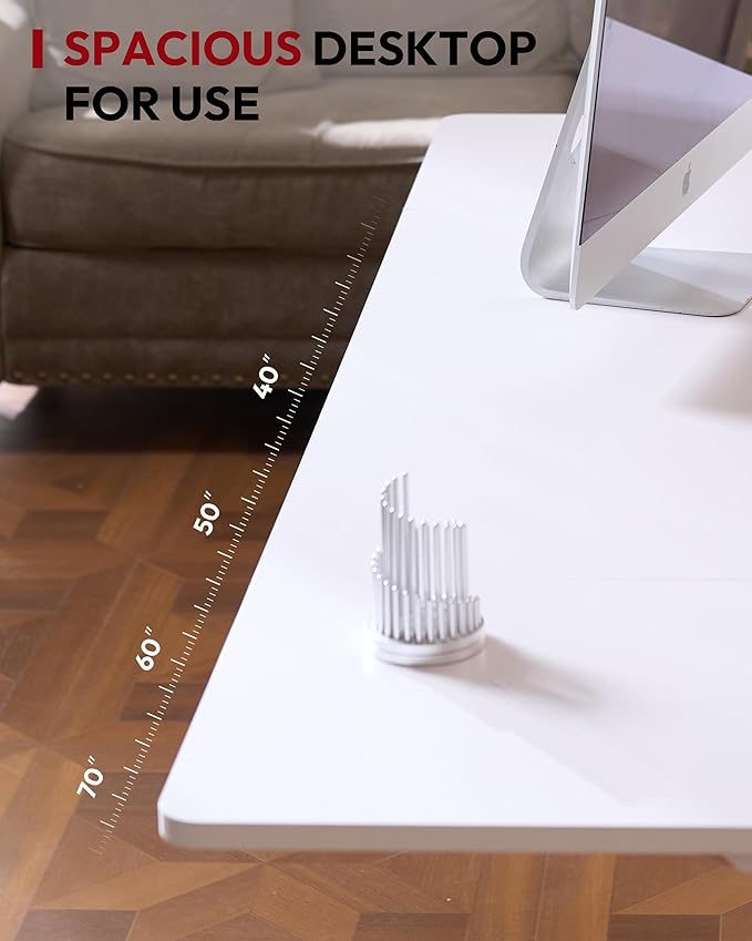 SANODESK Dual Motor Electric Standing Desk 63 x 28 Inches, Height Adjustable Sit Stand Desk with Large Splice Board for Home Office, Computer Workstation, Study & Gaming, White Frame/White Top