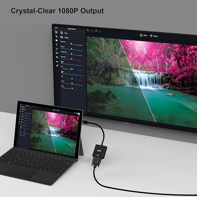 BENFEI Mini DisplayPort to VGA Adapter, Mini DP Display Port to VGA (Thunderbolt Compatible) Male to Female Adapter for ThinkPad SurfacePro PC