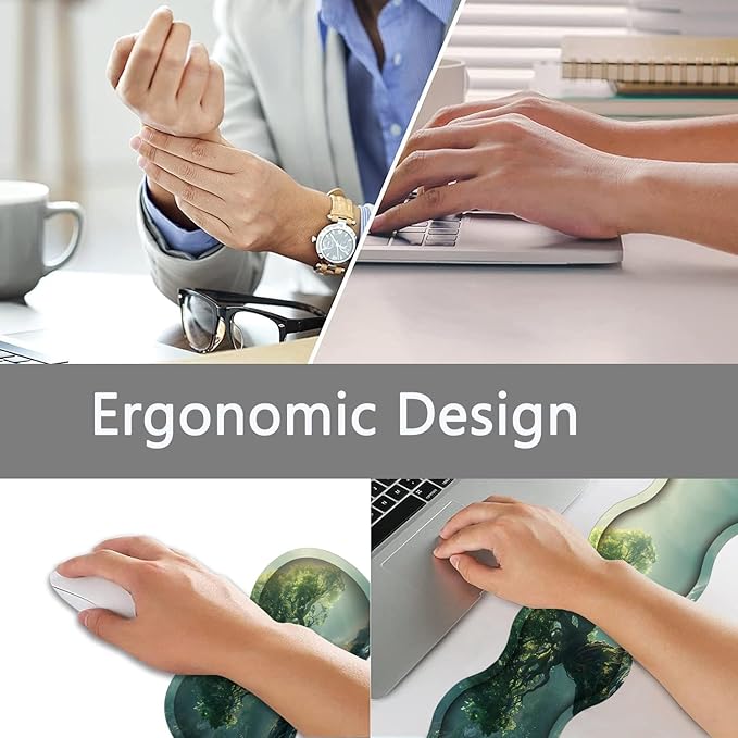 Large Gaming Mouse Pad + Keyboard Wrist Rest + Wrist Support + Coaster Set, Memory Foam Ergonomic for Easy Typing, XXL Extended Gaming Mouse Pad Table Pad - Tree of Life