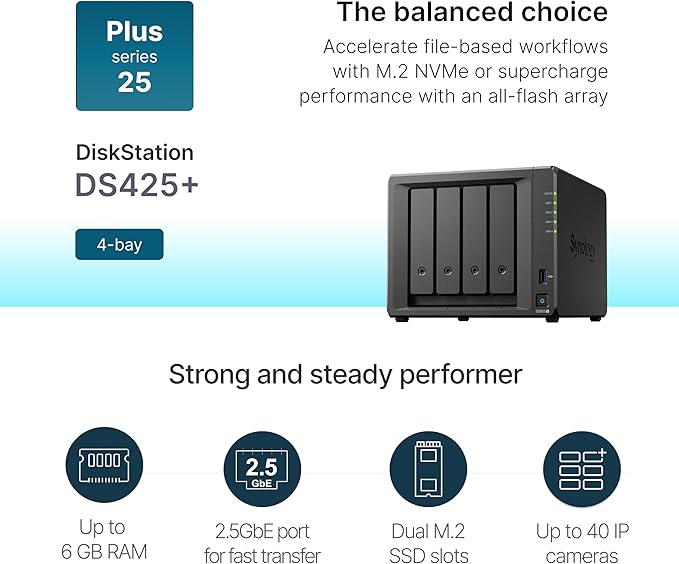 Synology 4-Bay DiskStation DS425+ (Diskless)