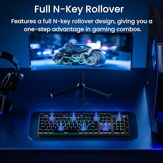 HP GK400F Mechanical Gaming Keyboard, Wired USB 104 Keys, Brown Switch, LED Backlit with 20 Lighting Effects, Full Anti-Ghosting, Ergonomic Design, Durable ABS Keycaps, Gunmetal Black