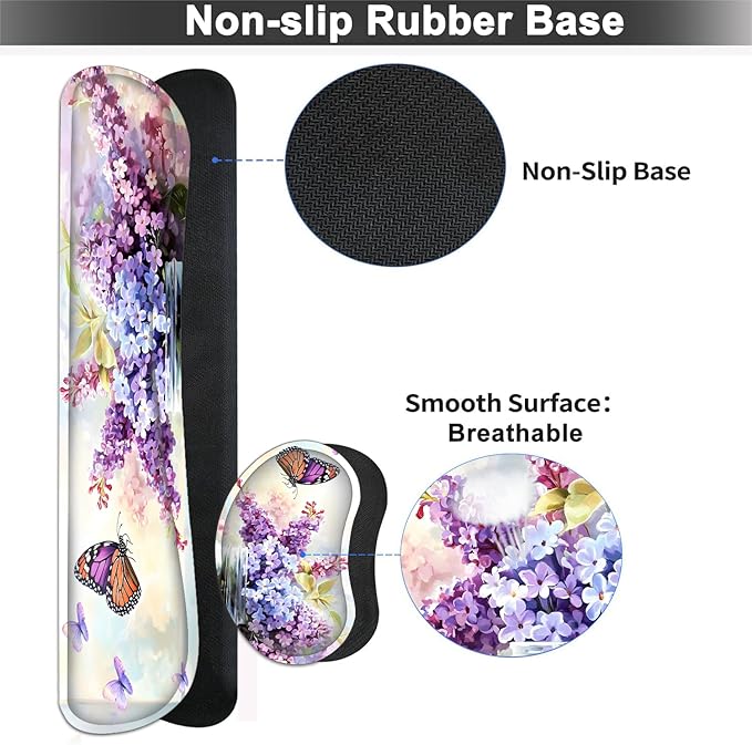 Large Mouse pad and Keyboard Support Set, Ergonomic Memory Foam Keyboard Wrist Rest, Extended Gaming Mouse Pad with Stitched Edges, Flowers in Vase XXL Desk Mat (31.5 X 11.8 in)