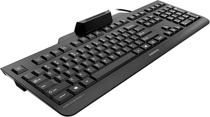 Cherry Secure Board 1.0 - USB Keyboard – Smart Card Reader - Wired - GS Approval - QWERTY Security Keyboard – Black
