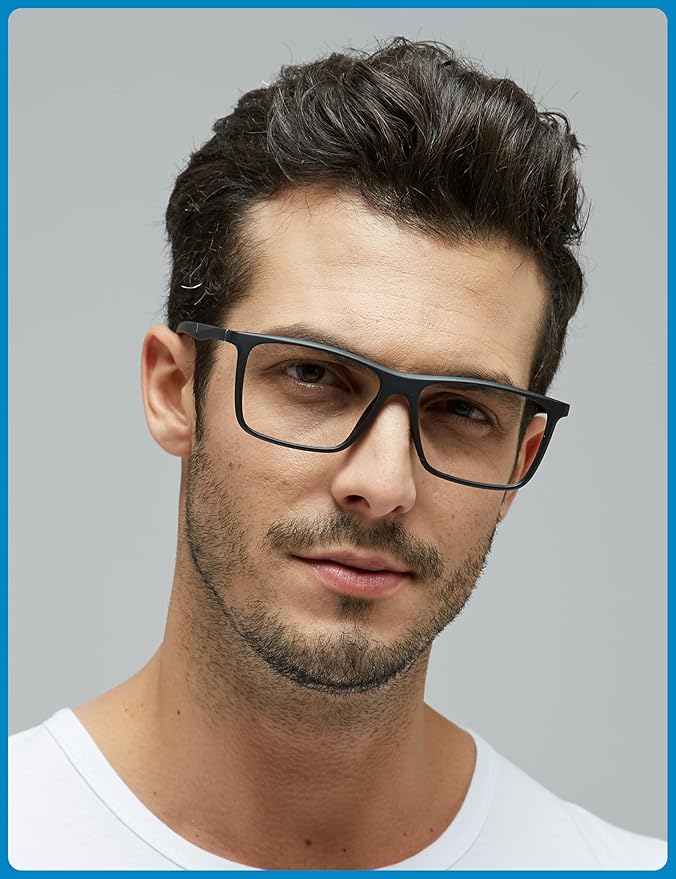 GUDVUE Mens Blue Light Glasses Rectangle Computer Glasses Gaming Glasses, Black PRO