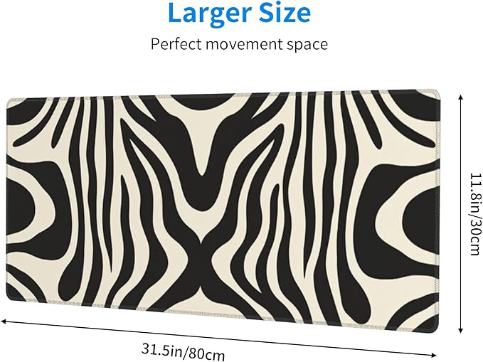 Black and White Topographic Desk Mat Large Gaming Mouse Pad Topographic Extended Mousepad Big in Laptop Computer Mouse Keyboard Mat for Office Desk Decor 31.5x12 in