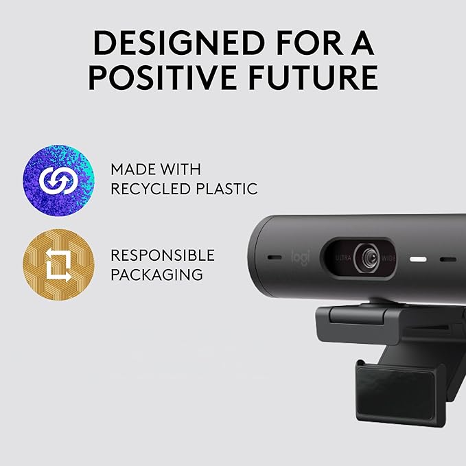 Logitech Brio 501 Full HD Webcam with Auto Light Correction, Show Mode, Noise Reduction Mics, Privacy Cover, Works with Microsoft Teams, Google Meet, Zoom, Nintendo Switch 2 New GameChat Mode - Black