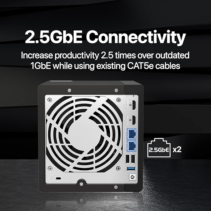 QNAP TS-453E-8G-US 4 Bay High-Performance Desktop NAS with Intel Celeron Quad-core Processor, 8 GB DDR4 RAM and Dual 2.5GbE (2.5G/1G/100M) Network Connectivity (Diskless)