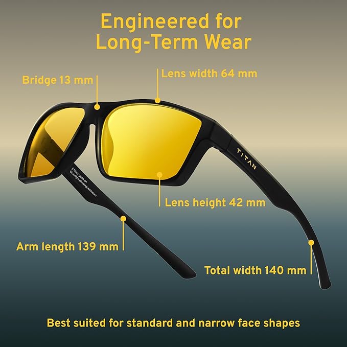 Titan Gaming Glasses, Blue Light Blocking, Night Driving Glasses for Men, Computer Protection, Gift for Gamers