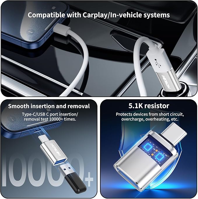 USB C to USB Adapter 2 Pack,USB 3.2 Female to Type-C Male OTG Adapter,100W Fast Charging 10Gbps Transfer,Aluminum Alloy Housing for M-acBook Pro/Air,Phone 15/16/17,Pad,G-alaxy,S-urface Silver