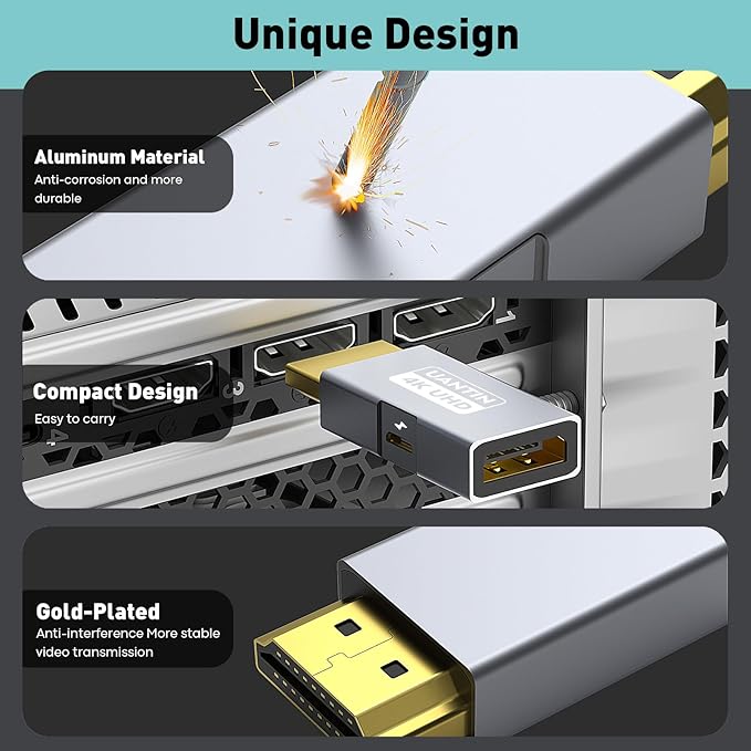 HDMI to DisplayPort Adapter (4K 60Hz,1080p 120Hz) Uni-Directional Only, HDMI (Source) to DP (Display) Converter Male to Female for Laptop,AMD,NVIDIA,PS5,Xbox and More - 1 Pack