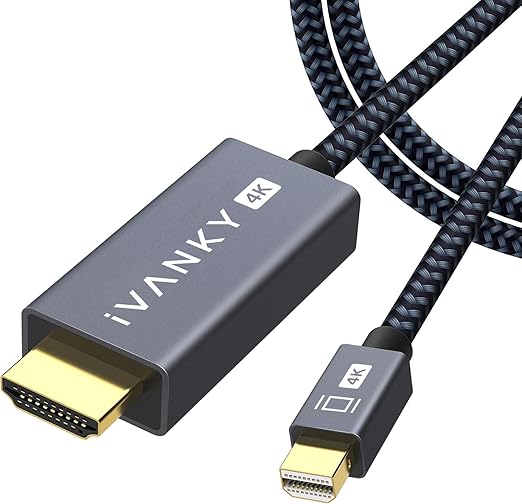 IVANKY 4K Mini DisplayPort to HDMI Cable 10FT, 4K@30Hz Thunderbolt to HDMI Cable, [Alum Shell/Braided/Optimal Chip], Mini DP to HDMI for MacBook Air/Pro, Surface Pro/Dock, Monitor, Projector -10FT