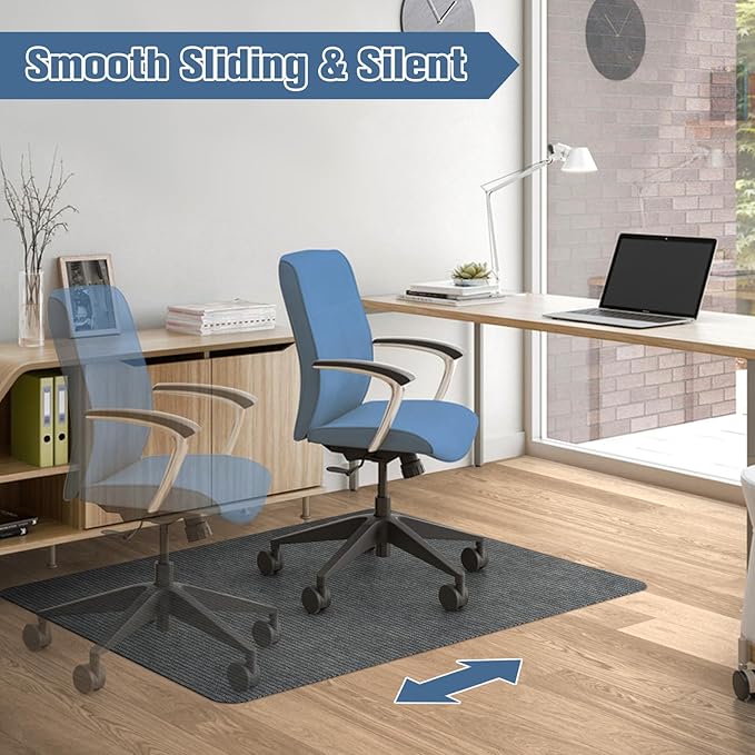 Placoot Desk Chair Mat for Hardwood Floor Corduroy Surface 55''x35'' Office Chair Mat for Rolling Chairs, Under Desk Low-Pile Office Rug Floor Mat