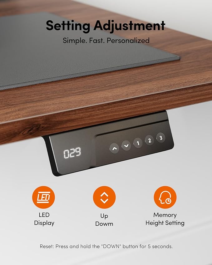 FEZIBO Electric Standing Desk Adjustable Height, 40 x 24 Inch Sit and Stand Desk, Home Office Desk, Ergonomic Workstation Computer Desk, Black Walnut