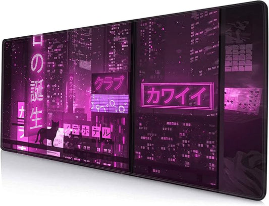 Gaming Mouse Pad, Large Anime Mouse Pads for Desk, Non-Slip Rubber Base Mousepad, Keyboard Mouse Mat Desk Pad with Stitched Edges, 31.5x11.8 inch