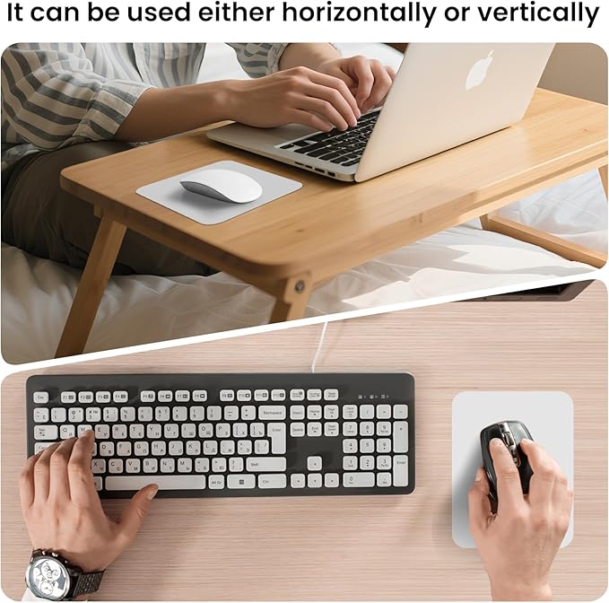 Small Mouse Pad 6 x 8 Inch, Horizontal and Vertical Flexible use. Great for Traveling, Wireless laptops, Keyboard Trays, Offices, etc. (Grey)
