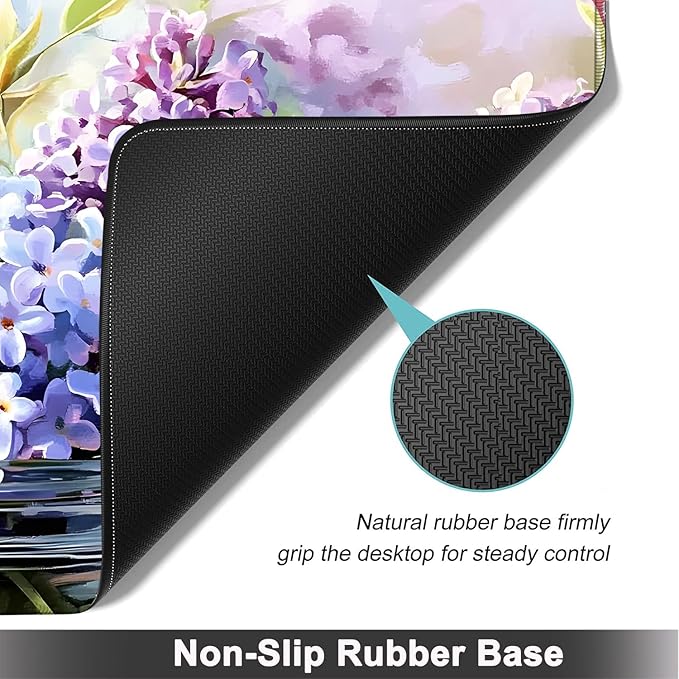 Large Mouse pad and Keyboard Support Set, Ergonomic Memory Foam Keyboard Wrist Rest, Extended Gaming Mouse Pad with Stitched Edges, Flowers in Vase XXL Desk Mat (31.5 X 11.8 in)