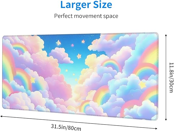 Pink Clouds Desk Mat Large Gaming Mouse Pad Pink Clouds Extended Mousepad Big in Laptop Computer Mouse Keyboard Mat for Office Desk Decor 31.5x12 in