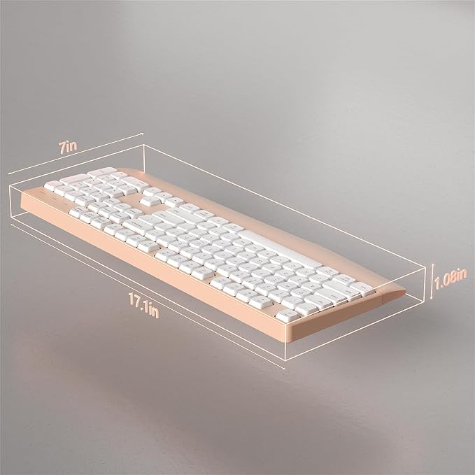 Wireless Bluetooth Keyboard, Ergonomic Wireless Keyboard with Wrist Rest, 2.4GHz & Bluetooth Dual-Mode Compatibility for PC, Laptop, Windows, Mac, and More (White Milk Tea)