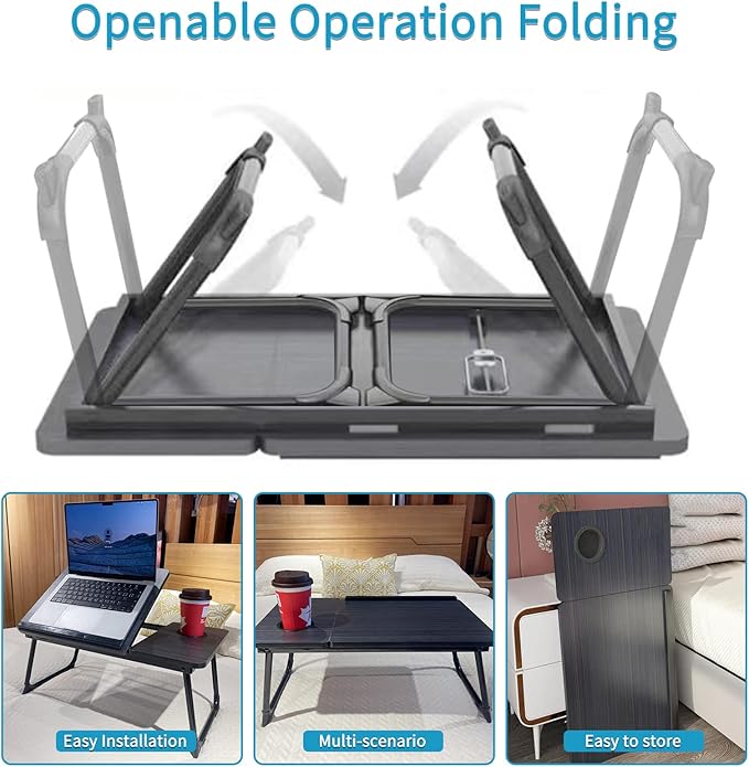 CloudTrip Laptop Desk for Bed or Couch, Lap Desk, Woking in Bed Desk, Home office Desks, Breakfast Tray, Desk with Cup Holder, Watching Movies in Bed, laptop stand for bed, Fordable Legs Desk (Walnut)