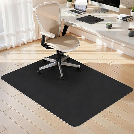 Sycoodeal Office Chair Mat for Hardwood Floor,Slip Resistant Floor Mat for Office Computer Gaming Chair,Heavy Duty Floor Protector for Rolling Chairs,Easy to Clean,Black(48"x55")