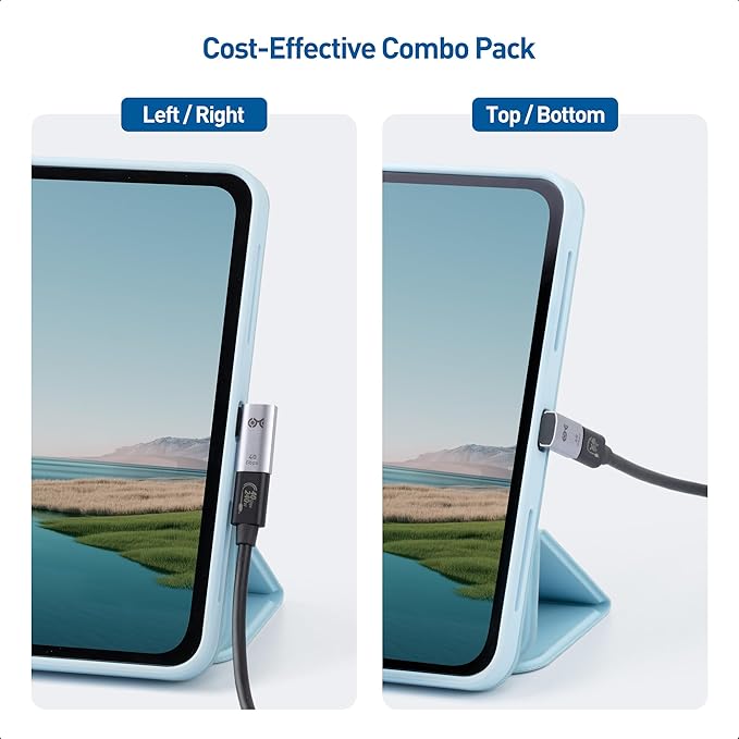 Cable Matters Combo-Pack 40Gbps Right Angle USB-C Adapter Kit, Up to [4K@240Hz Video, 240W Charging, 40Gbps Data Transfer] 90 Degree USB C Adapter, Compatible with Thunderbolt 4, iPhone 16, Steam Deck