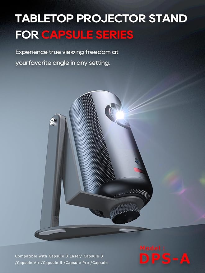Projector Stand for Nebula Capsule Series & XGIMI Halo+(New) Works with Capsule 3/Air/Pro, Mini Projectors | Ceiling & Wall Projection, Height Adjustable, 360° Rotation | 1/4-Inch Screw(A-Grey)