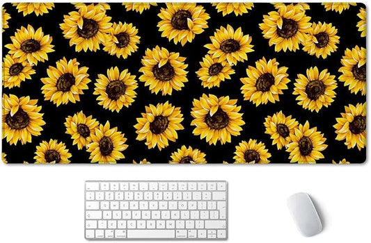 SSOIU Large Mouse Pad, Cute Sunflowers Desk Mat for Desktop, Women Girls Waterproof Gaming Mousepad With Stitched Edges, Non-Slip Laptop Computer Keyboard Mousepad for Office and Home 35.5 x 15.7 inch