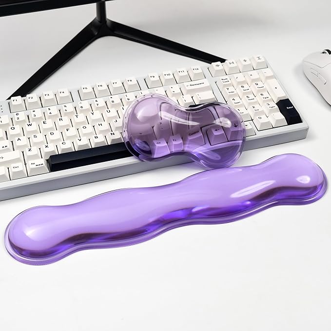 Clear Gel Mouse Wrist Rest, Purple Cute Mouse Wrist Rest, Comfort & Support for Typing and Gaming (Purple-Short)