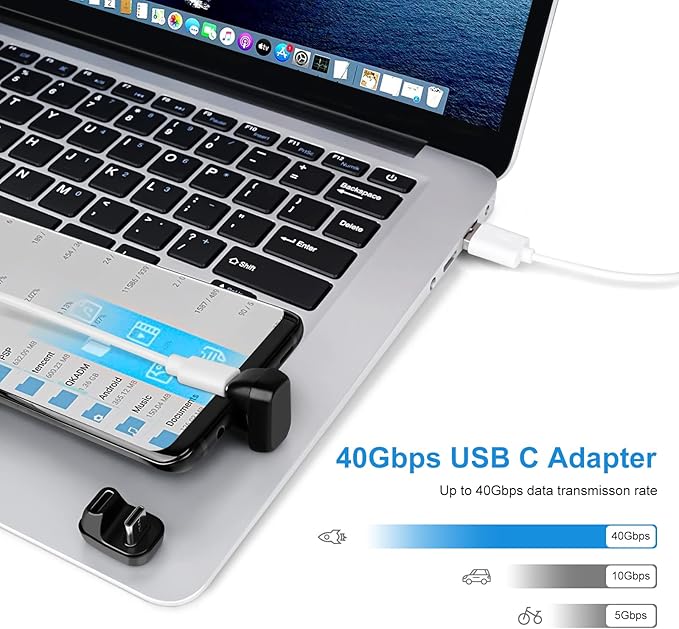 USB C 180 Degree Angled Adapter, U-Shaped USB-C 2.0 Male to Female Adapters, Type-C Angled Data Transfer Connector Compatible for Samsung, MacBook and More
