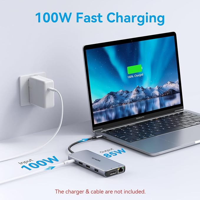 USB C Docking Station 3 Monitors,USB C Hub with 2 HDMI, DisplayPort, 100W PD, 4 *USB, Gigabit Ethernet, SD/TF Card Reader, Audio Port,Multiport Adapter for Laptops,HP, Dell, Lenovo, Surface