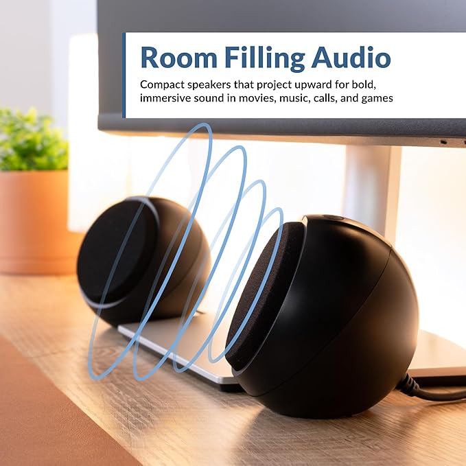 Cyber Acoustics USB-Powered 2.0 Speakers (CA-2110USB) – Modern 2.0 USB C or A Computer Speakers for Desktop PC, 12 Watts Power for Loud Sound, Compatible with PCs and Laptops