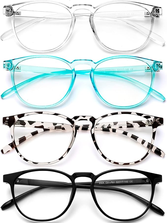 Blue Light Blocking Glasses for Women/Men - 4-Pack Computer Reading/Gaming/TV/Phone Glasses, Anti-Glare