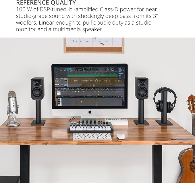 Kanto ORAMW 100W Powered Reference Desktop Computer Speakers with Bluetooth 5.0 and USB-C Input | Bi-Amplified | 100 Hz Automatic Crossover | Reference Quality Sound | Pair | Matte White (Renewed)