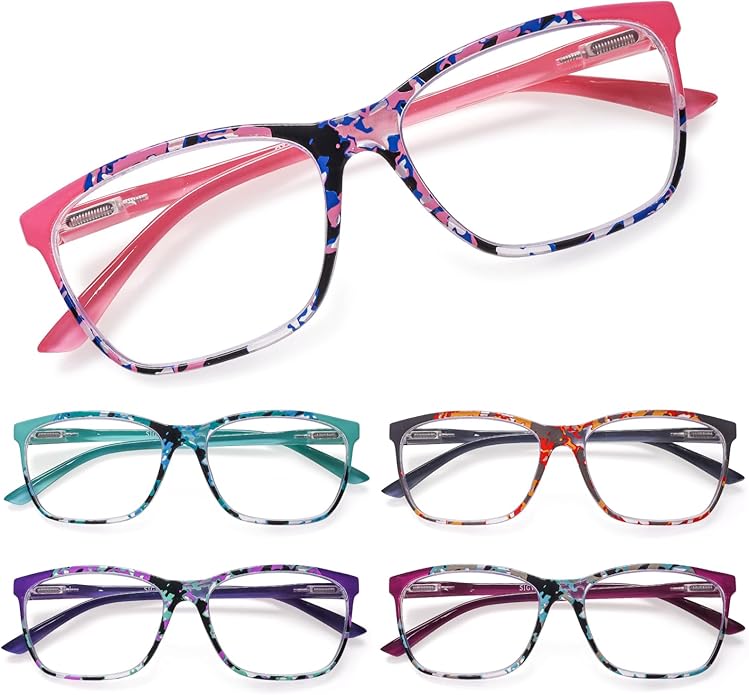 SIGVAN Ladies Reading Glasses Blue Light Blocking Spring Hinge Fashion Pattern Print Eyeglasses for Women