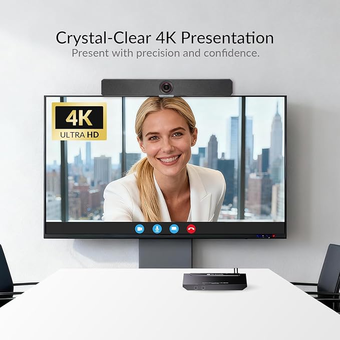 AV Access Conference Docking Station for Meeting Room, 4K Presentation Switch System Screen Mirroring, HDMI & USB-C 4K Input, Hybrid Conference System, 3 USB 3.0 Ports for Webcam and Speakerphone