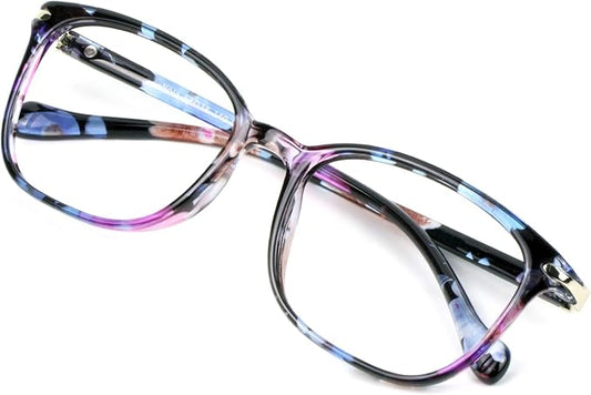 VisionGlobal Blue Light Blocking Glasses for Women, Anti Eyestrain, Computer Reading, TV Glasses, Stylish Square Frame, Anti Glare(No Magnification)