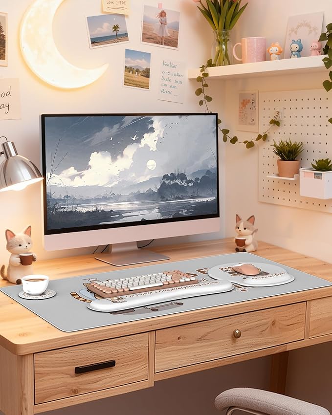 HAOCOO Mouse Pad with Wrist Rest, Funny Office Accessories, Non-Slip Gaming Desk Mat, Ergonomic Computer Mousepad for Home Office Decor