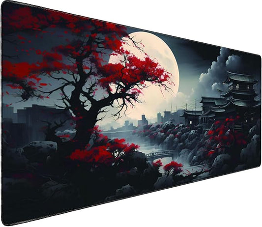 Full Desk Mouse Pad with Stitched Edges, 31.4” x 15.6” Waterproof Surface & Non-Slip Rubber Base – Ideal for Gaming, Office and Home