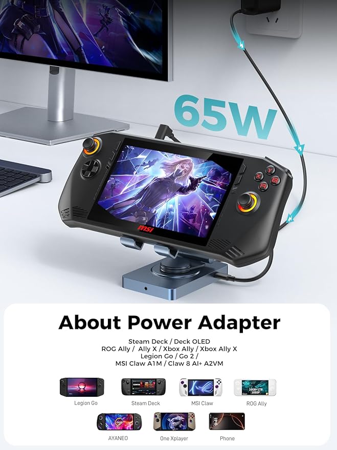 NEWQ iPad Docking Station Stand, 11-in-1 Adapter with 4K@120Hz HDMI, 10Gbps USB Ports, SD/TF 4.0 Reader, RJ45, Audio, for Tablets, Steam Deck, ROG Ally, Legion Go, Msi Claw(with 65W Adapter)