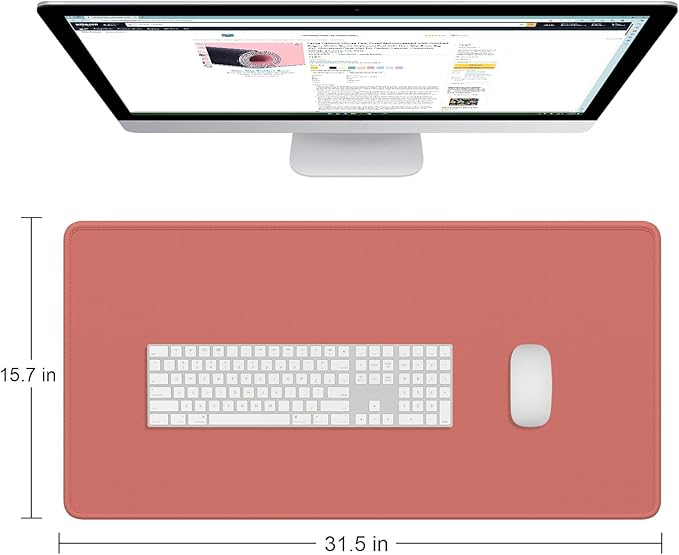 Dapesuom Large Gaming Mouse Pad, Extended Mouse Mat with Stitched Edges, Full Size Keyboard Pad with Non-Slip Base, Big XXL Computer Desk Mats for Gamer, Laptop, Office, 31.5 x 15.7in, Indian Red