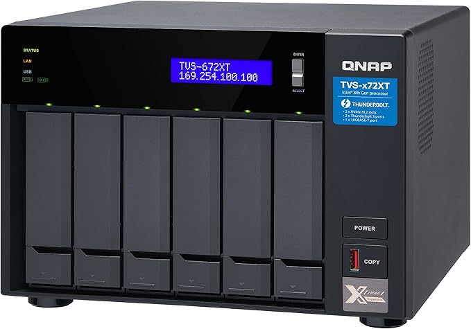 QNAP 6 Bay Thunderbolt NAS with 40TB Storage Capacity, Preconfigured RAID 5 Seagate IronWolf Drives Bundle (TVS-672XT-i3-8G-68S-US)
